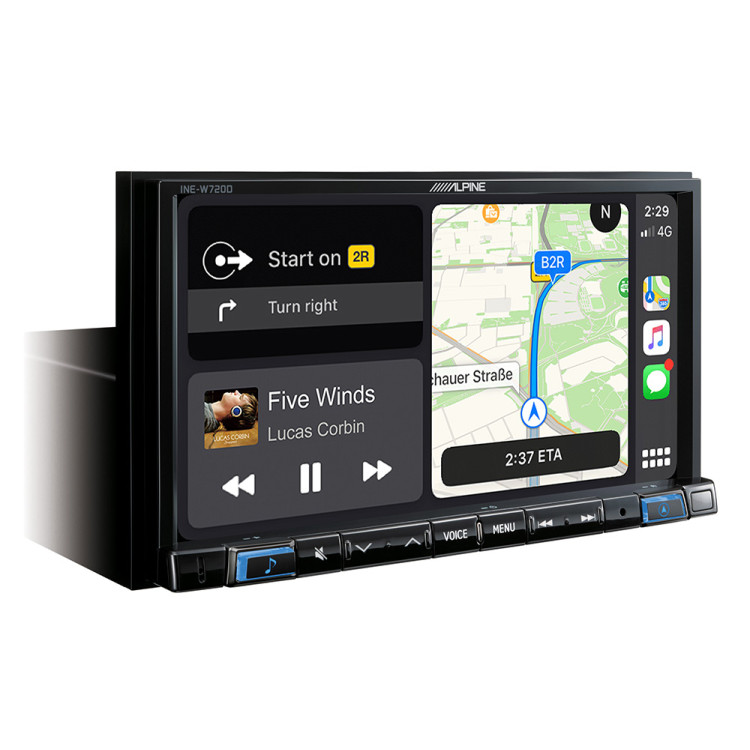 Alpine INE-W720DC 7 colių navigacija su TomTom žemėlapiais, įskaitant krovinių vežimo funkciją, suderinama su Apple CarPlay ir Android Auto