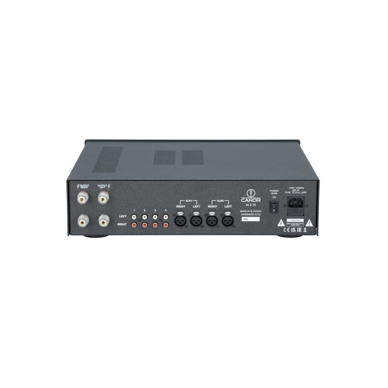 Canor AI 2.10 hibridinis integruotas stiprintuvas, galia yra 2 x 150 W / 4 Ω.