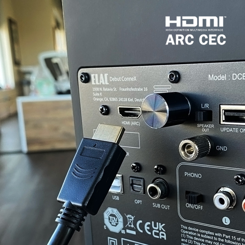ELAC Debut ConneX DCB41 aktyvios garso kolonėlės, HDMI, Bluetooth, Sub out, Phono amp