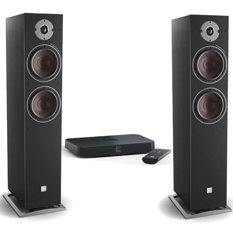 Dali OBERON 7 C + HUB COMPACT belaidės aktyvios garso kolonėlių komplektas su siūstuvu.