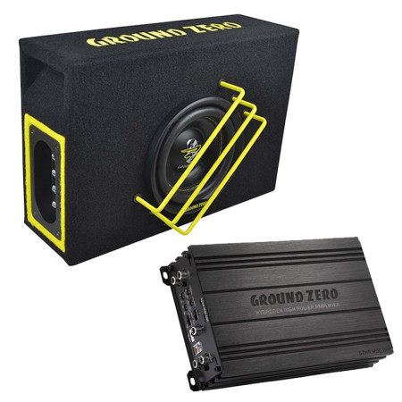 GROUND ZERO 375 BassKit automobilinis komplektas su žemų dažnių kolonėle ir stiprintuvu #Nemokamas pristatymas