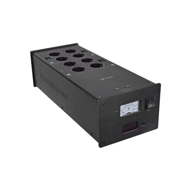 Taga Harmony PC-8000DC audio-video 230V tinklo triukšmų  filtras - kondensatorius  su voltmetru