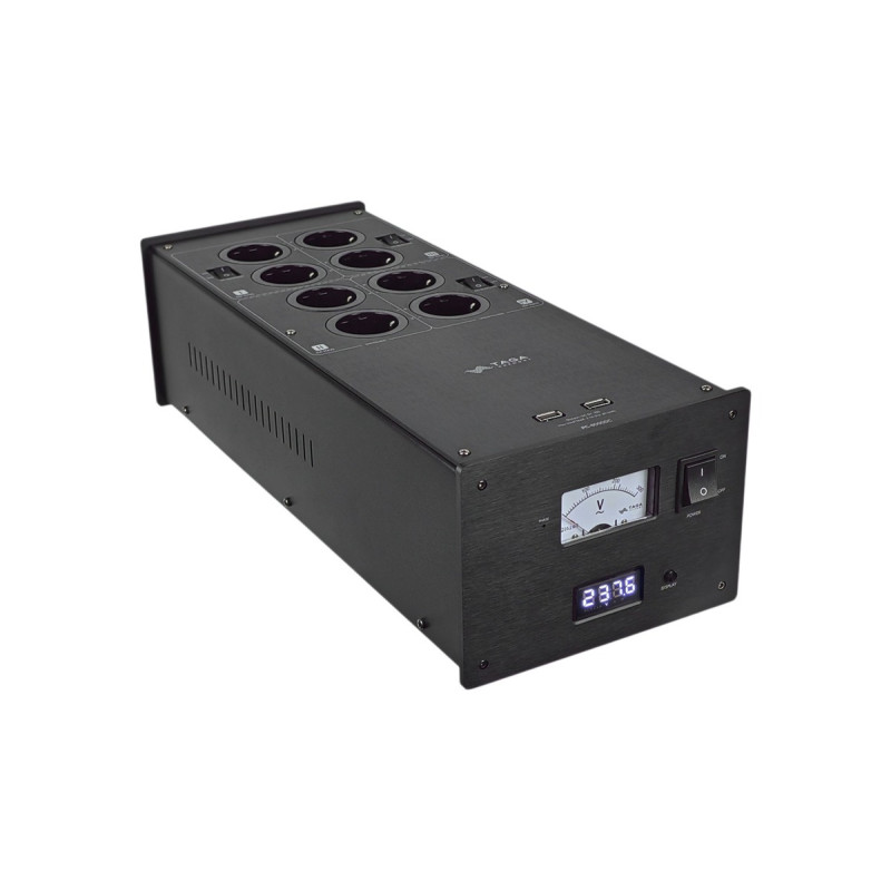 Taga Harmony PC-8000DC audio-video 230V tinklo triukšmų  filtras - kondensatorius  su voltmetru