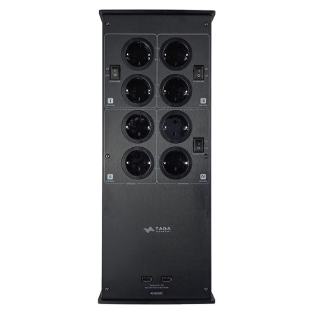 Taga Harmony PC-8000DC audio-video 230V tinklo triukšmų  filtras - kondensatorius  su voltmetru