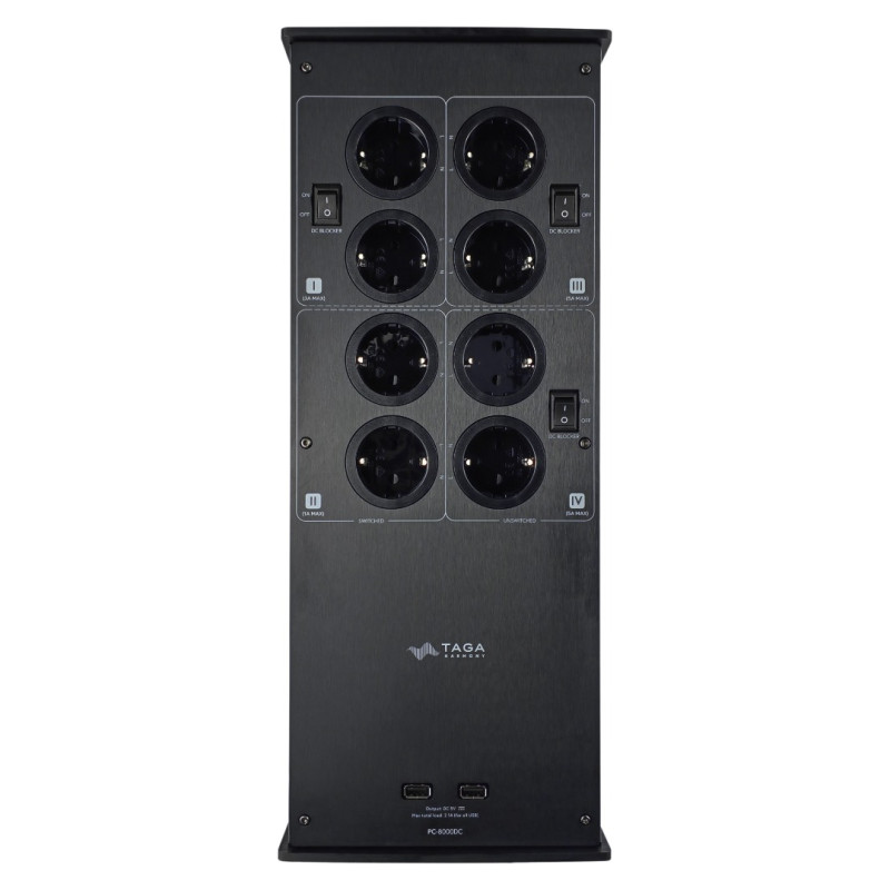 Taga Harmony PC-8000DC audio-video 230V tinklo triukšmų  filtras - kondensatorius  su voltmetru