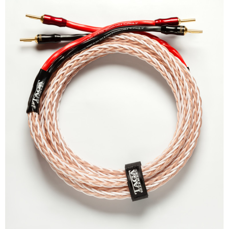 Taga Harmony kolonėlių kabelis Platinum-18 18 AWG OFC Braided Speaker Cable  su Banan tipo kištukais
